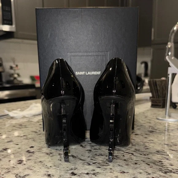 Authentic Saint Laurent Glossy Black Heels - Picture 2 of 4